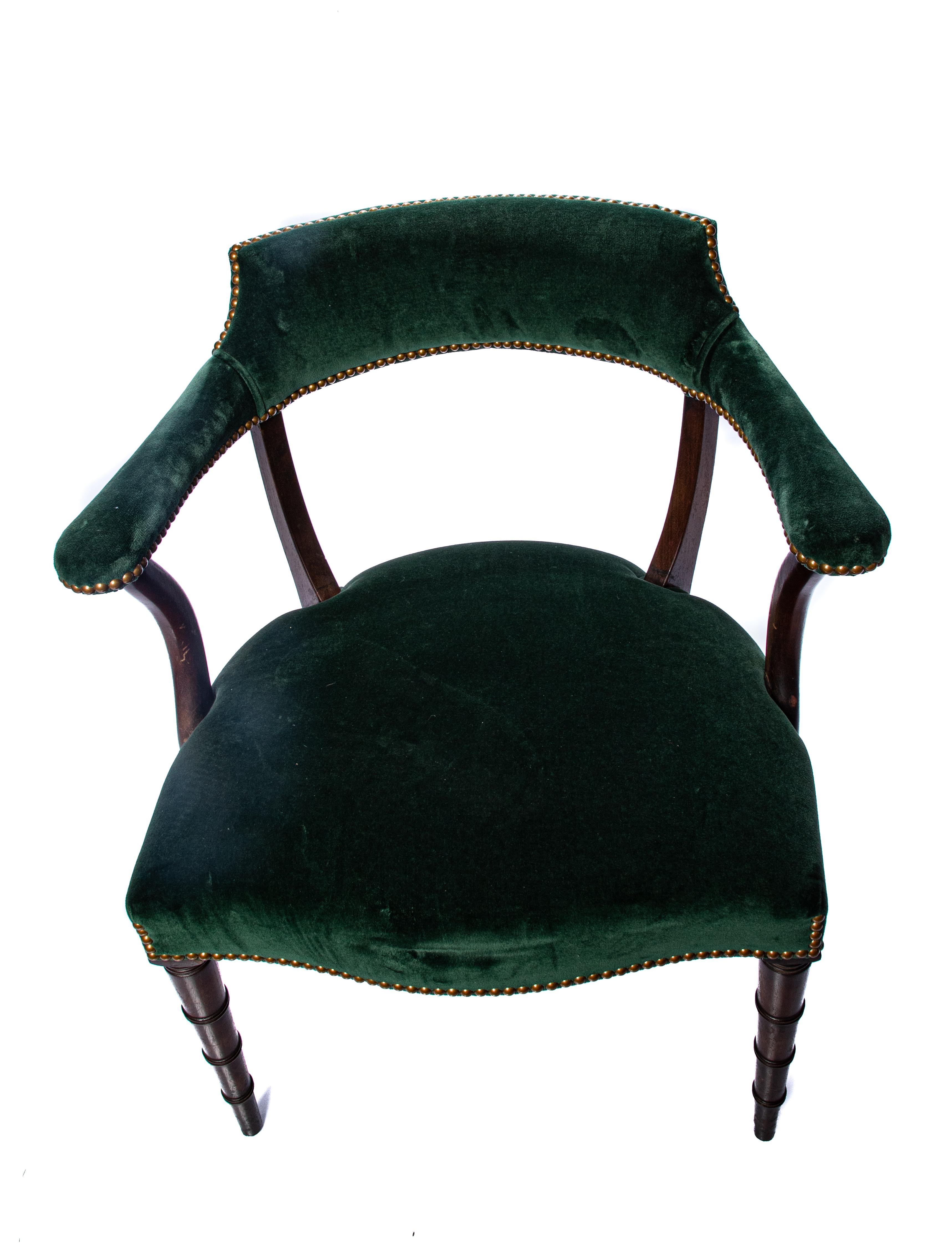 American Green Velvet Chippendale Chairs For Sale