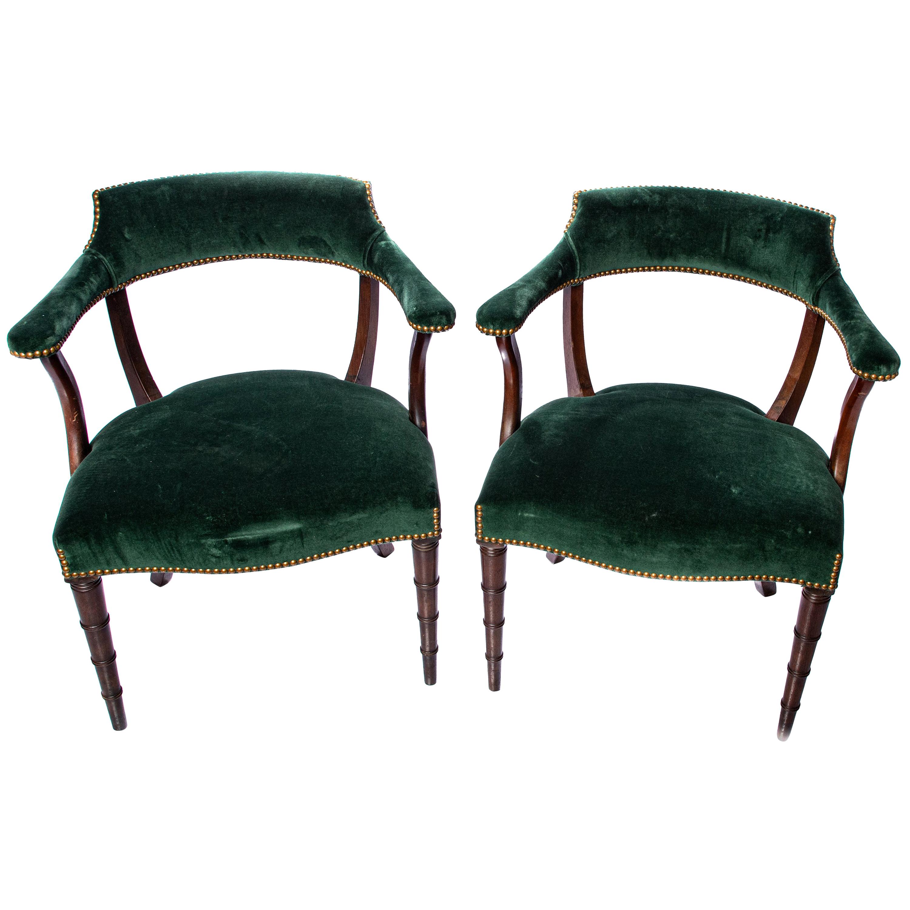 Green Velvet Chippendale Chairs For Sale