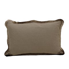 Green Velvet Cushion in Cotton with Double Tinsel Trim and Linen Back