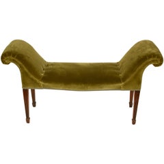 Green Velvet English Window Bench