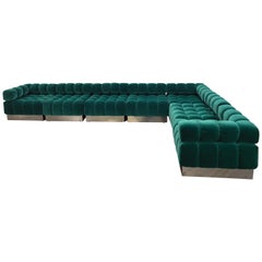 Deep Tuft in Green Raf Simmons Velvet designed by Harvey Probber