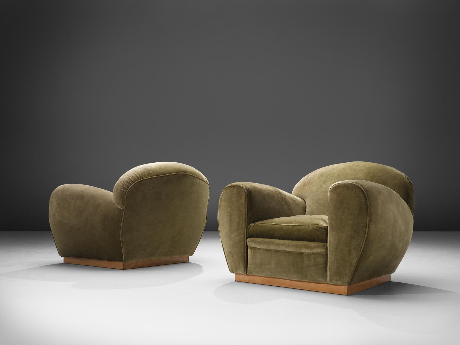 velvet armchair with ottoman