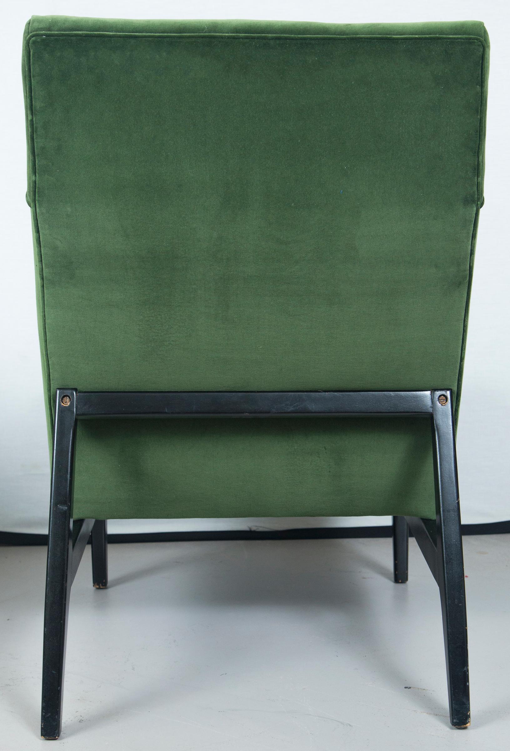 American Green Velvet Jens Risom Slipper Chair
