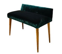 Green Velvet Little Bench, Italy, 1960s
