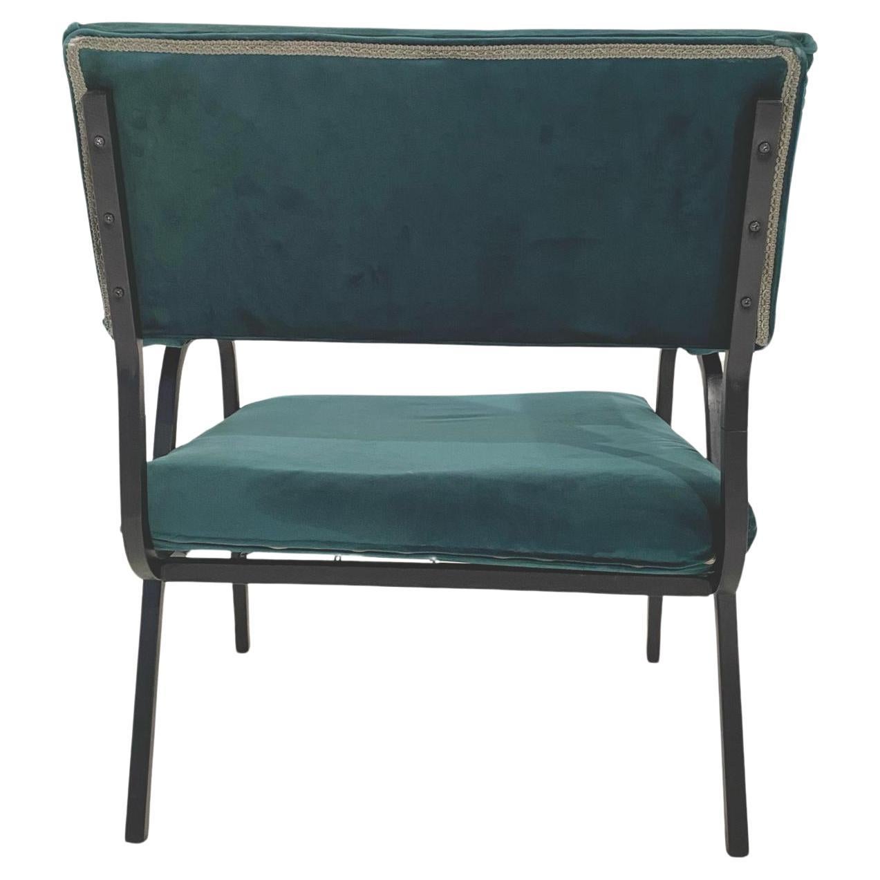 Fabric Green velvet lounge chairs, Set of Two, vintage, Italy, 1960s