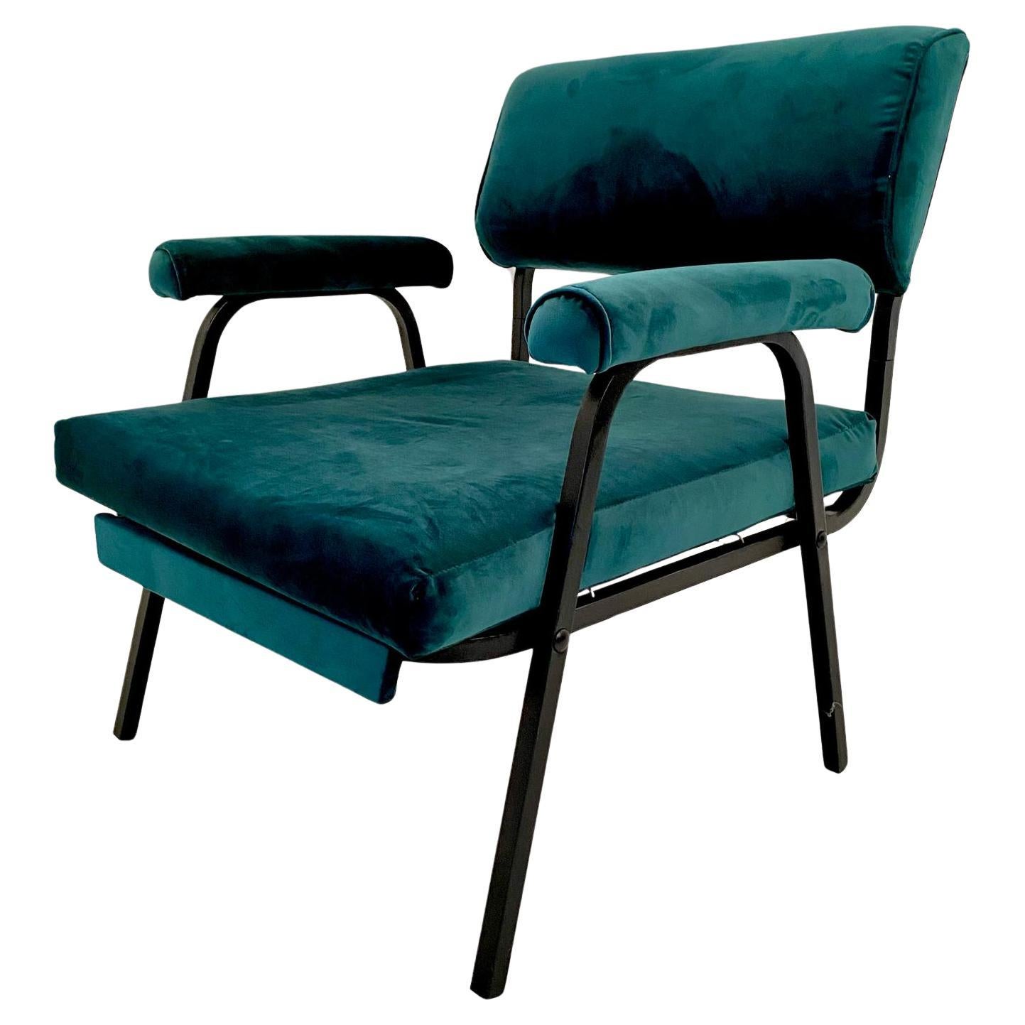 Italian Green velvet lounge chairs, Set of Two, vintage, Italy, 1960s
