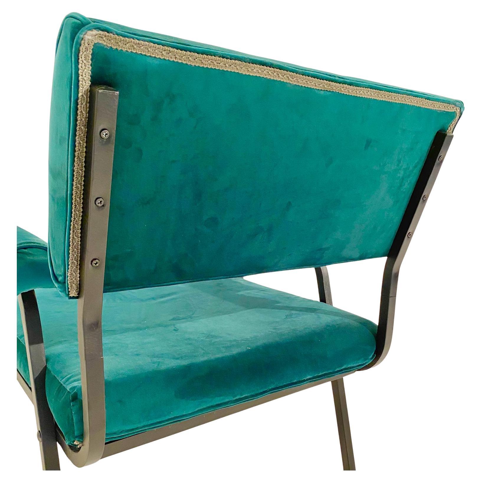 Green velvet lounge chairs, Set of Two, vintage, Italy, 1960s 2