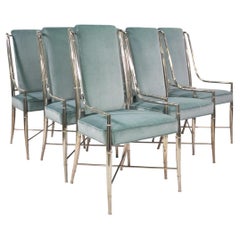 Chaises de salle à manger en velours vert Mastercraft Imperial