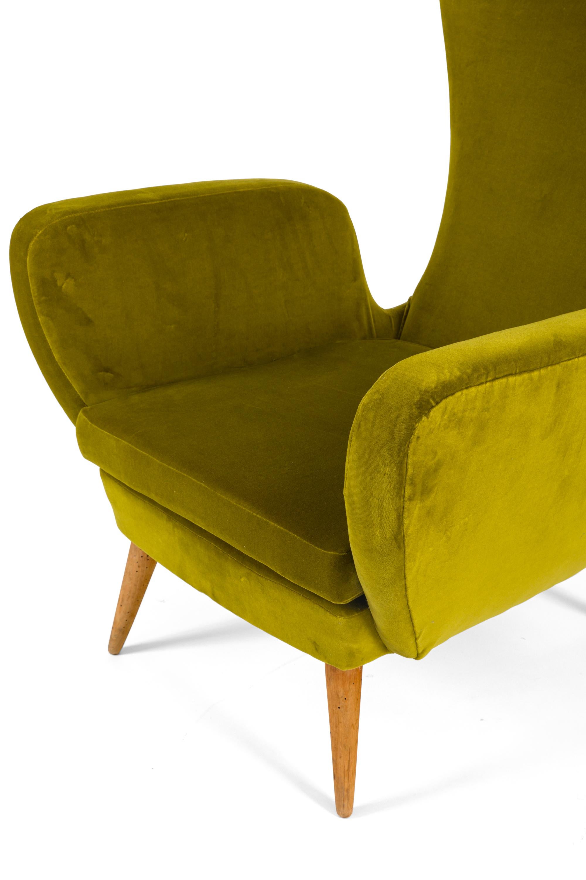 green velvet mid century chair