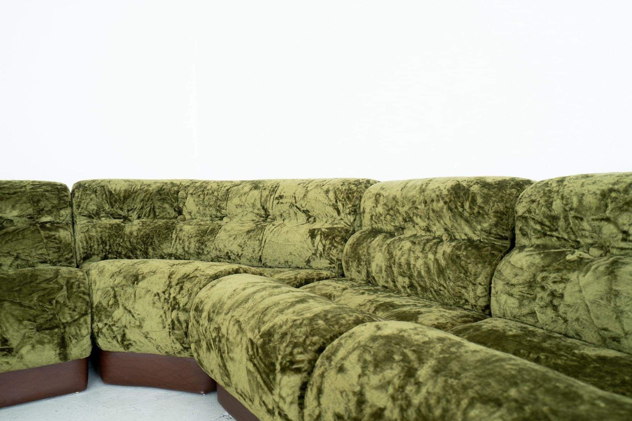 Velvet Green velvet modular Italian sofa