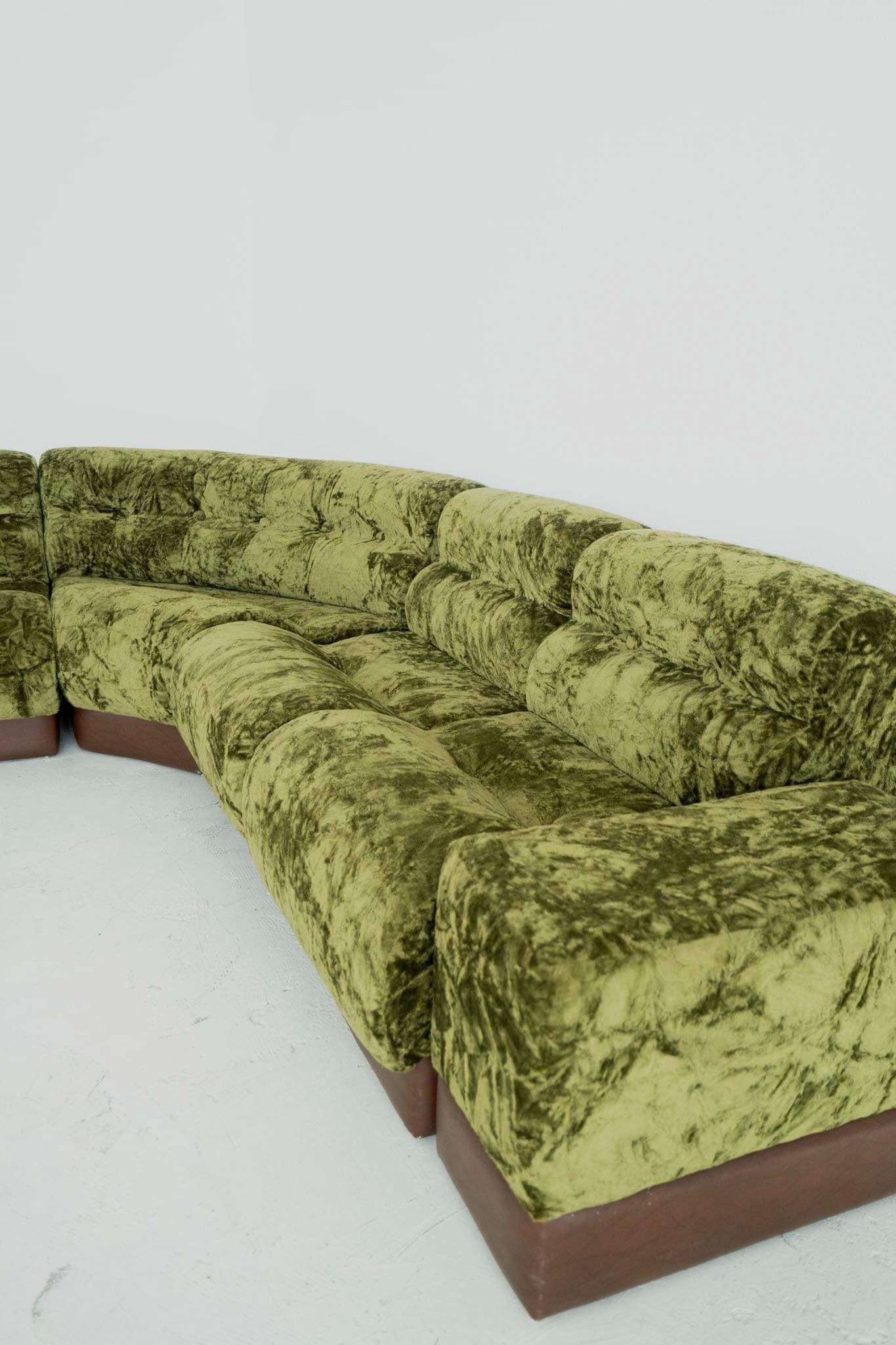 Green velvet modular Italian sofa 2