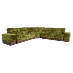 Modulares italienisches Sofa aus grünem Samt