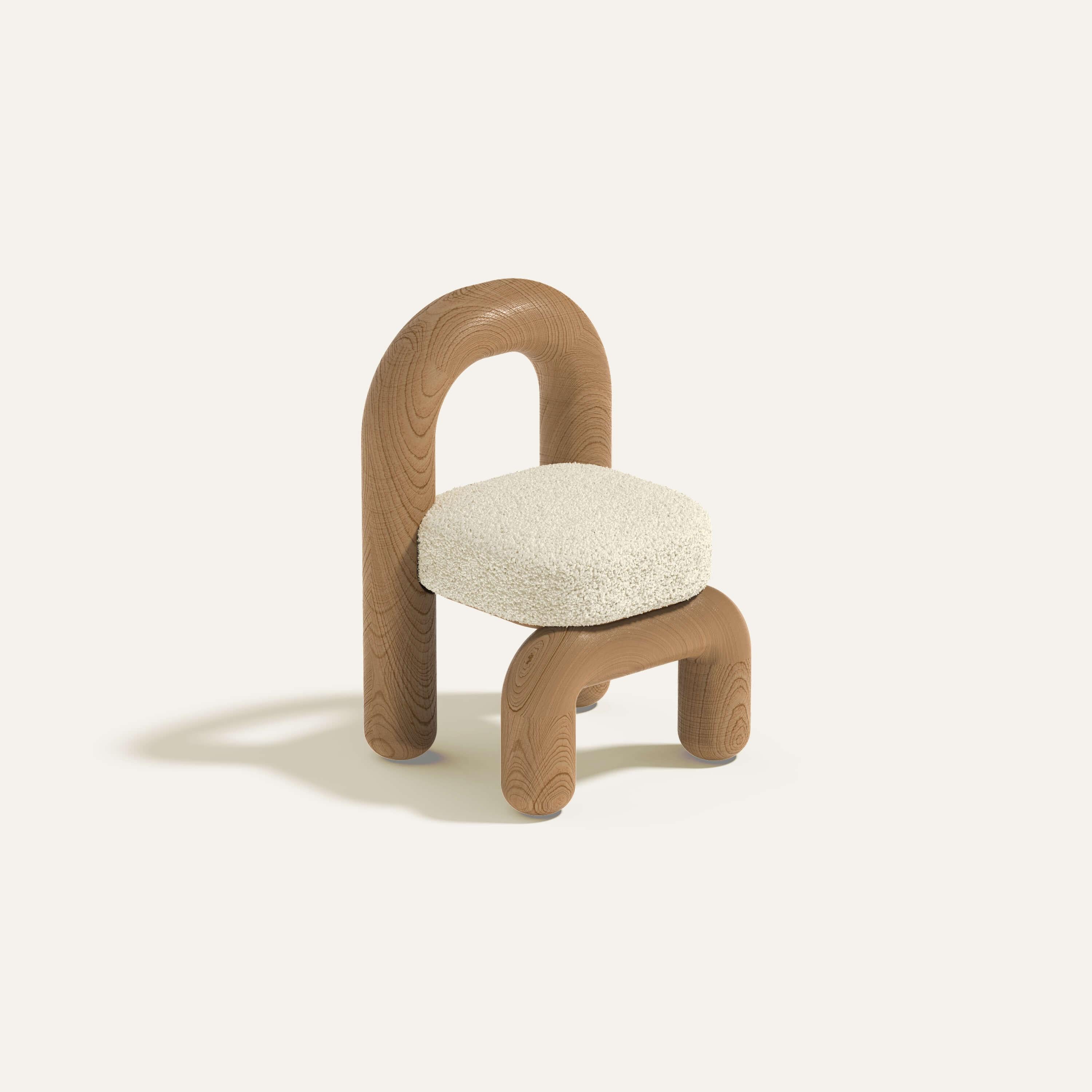 Japanese Green Velvet Natural Oak Lithic Dining Chair by Maha Alavi Studio For Sale