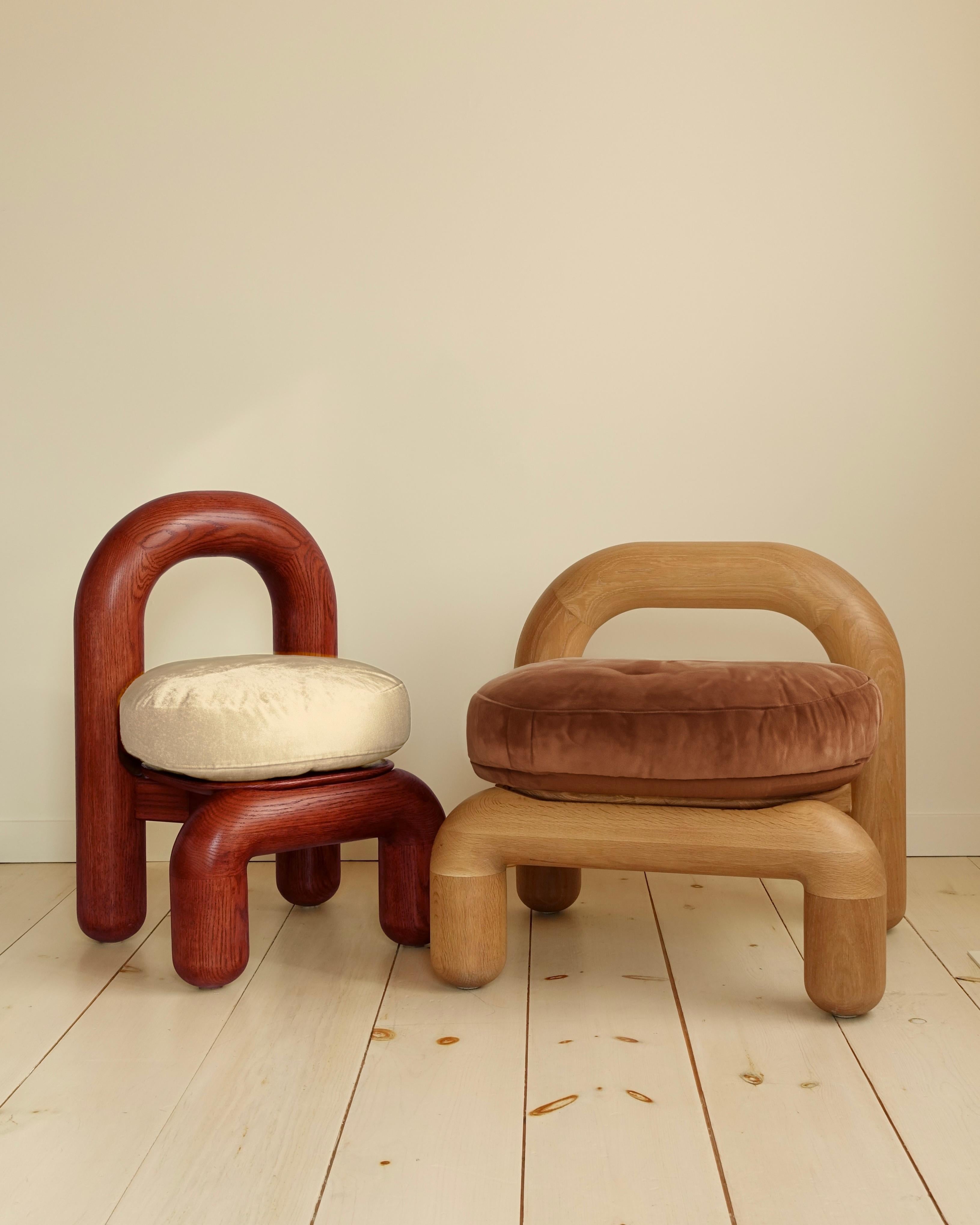 Green Velvet Natural Oak Lithic Dining Chair by Maha Alavi Studio For Sale 3