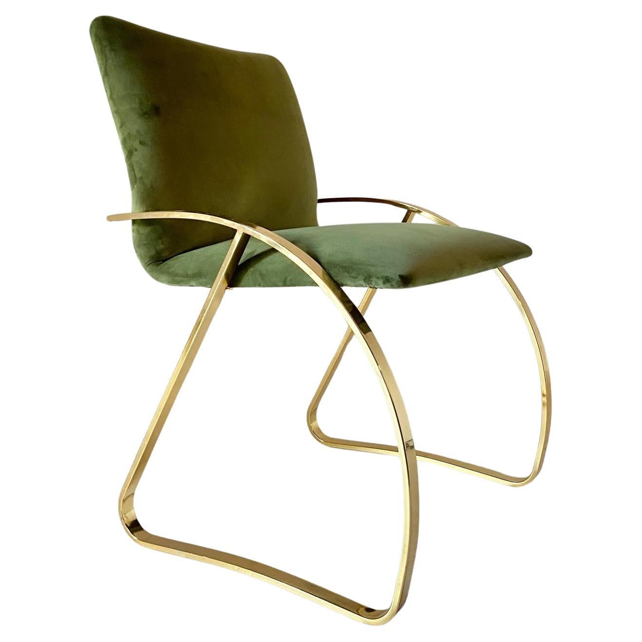Chaise de bureau en velours vert, Italie, années 1970