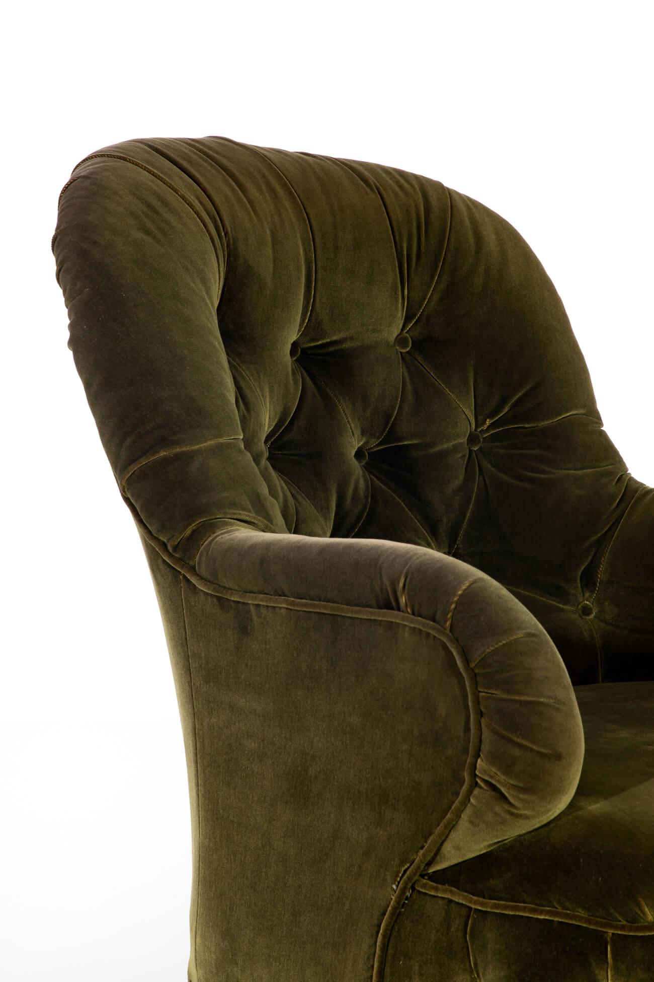 British Green Velvet Salon Chair