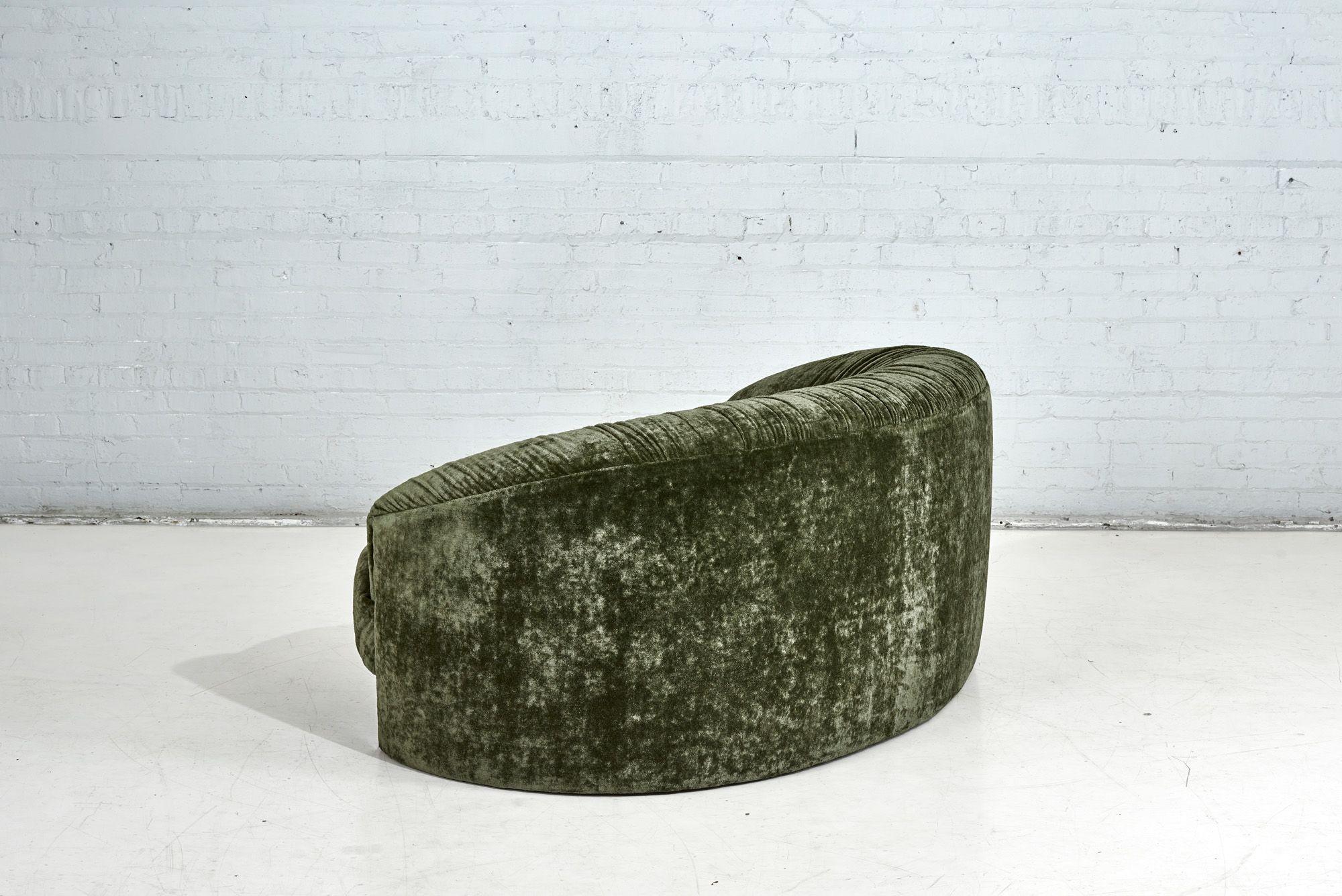 American Green Velvet Sofa  w/ Chrome Front, 1960 For Sale