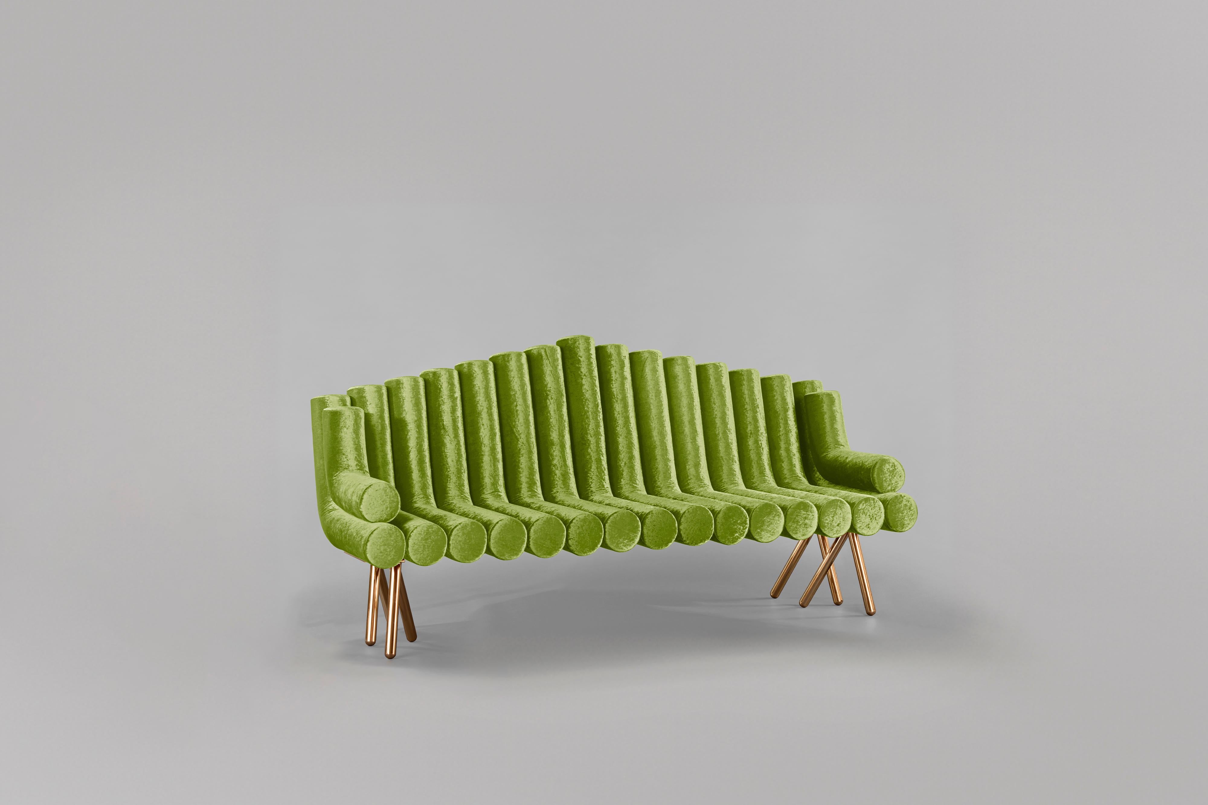 The Flute Sofa takes its inspiration from the pan flute. Unique and beautiful, the Flute Sofa is one of Troy Smith's best sellers. It is built to exacting standards and quality. The flute sofa is elegantly crafted and built to last. Each tube is