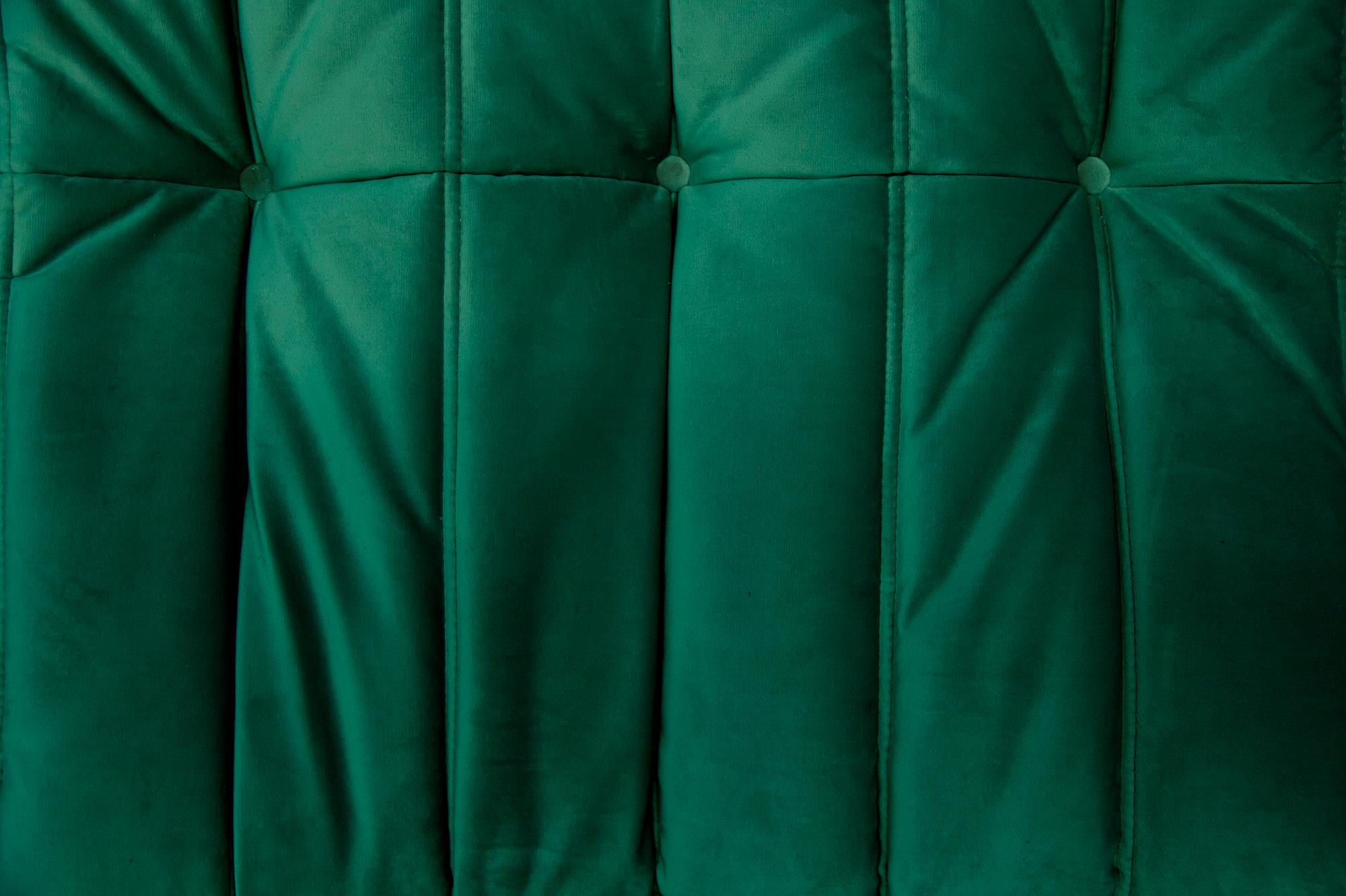 Late 20th Century Green Velvet Togo Sofa Set by Michel Ducaroy for Ligne Roset, 1970s, Set of 5