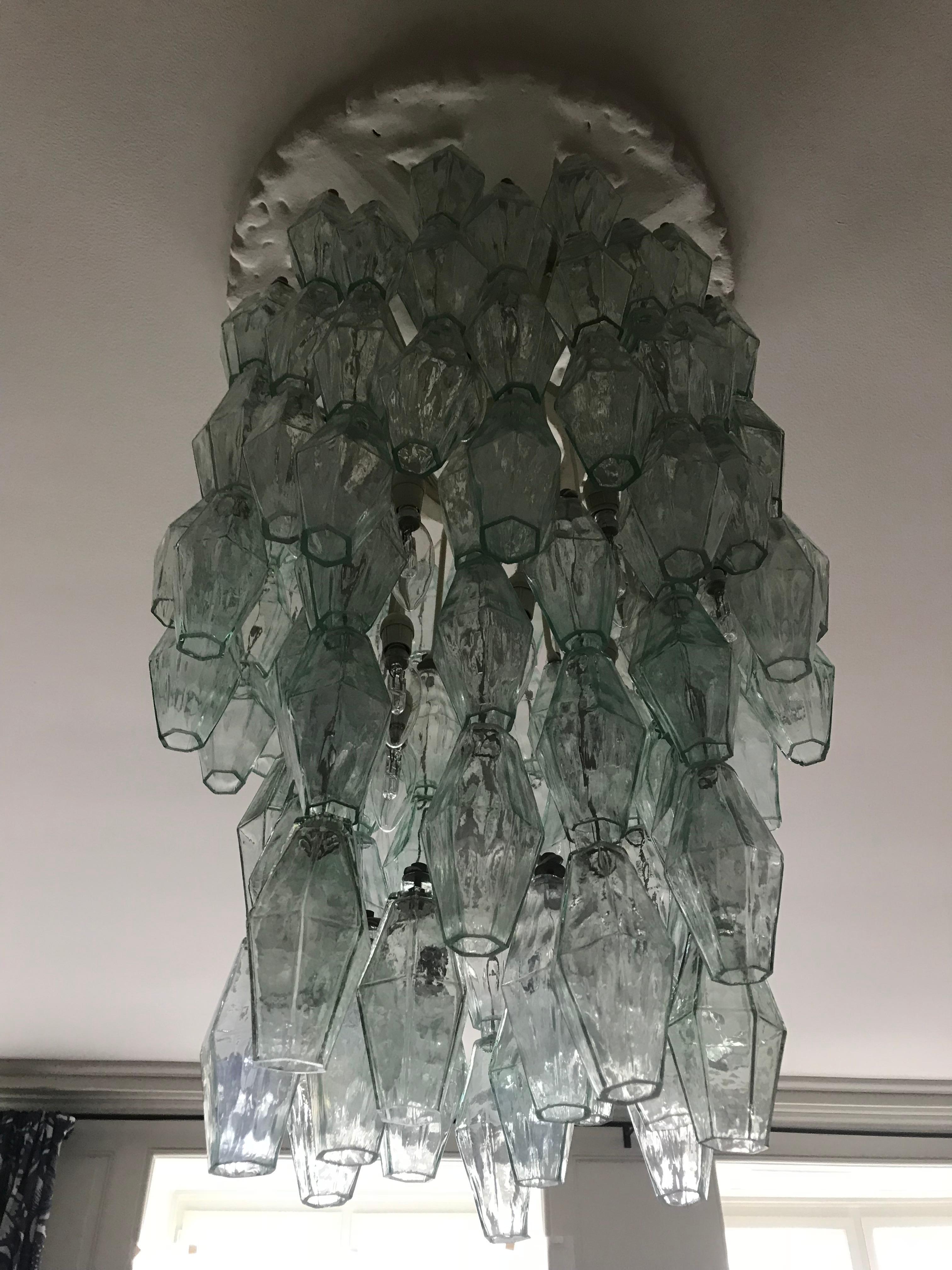 Murano Glass Green Venini Polyhedral Chandelier