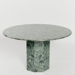 Green Verde Alpi Marble Round Table with Octagonal Base, 4-6 Seater