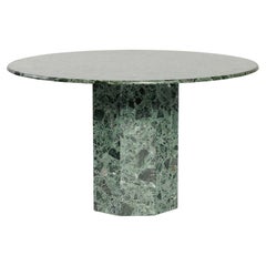 Green Verde Alpi Marble Round Table with Octagonal Base, 4-6 Seater