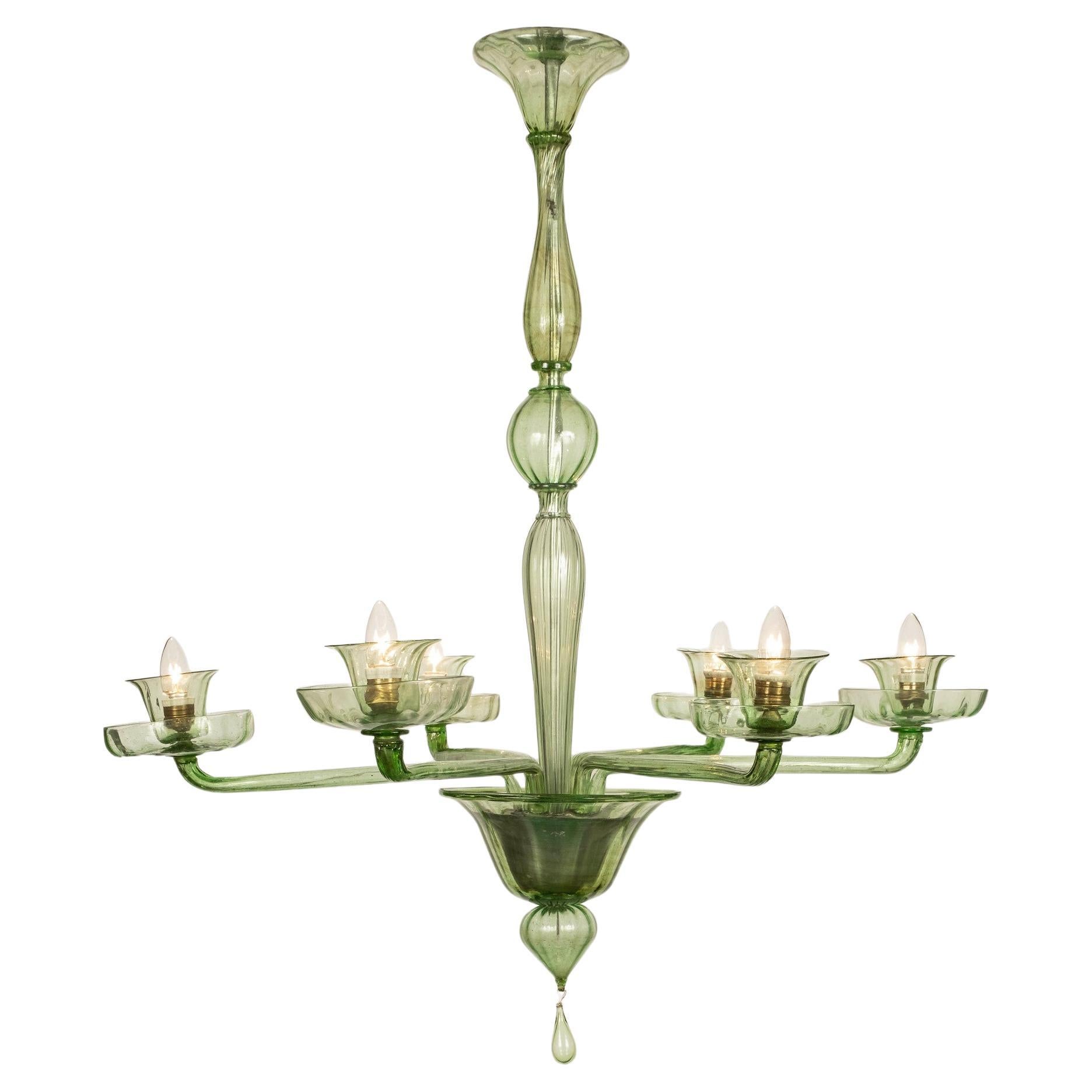 Lampadario in vetro di Murano Greene 
Greene Mercury, anni 
40 in vendita