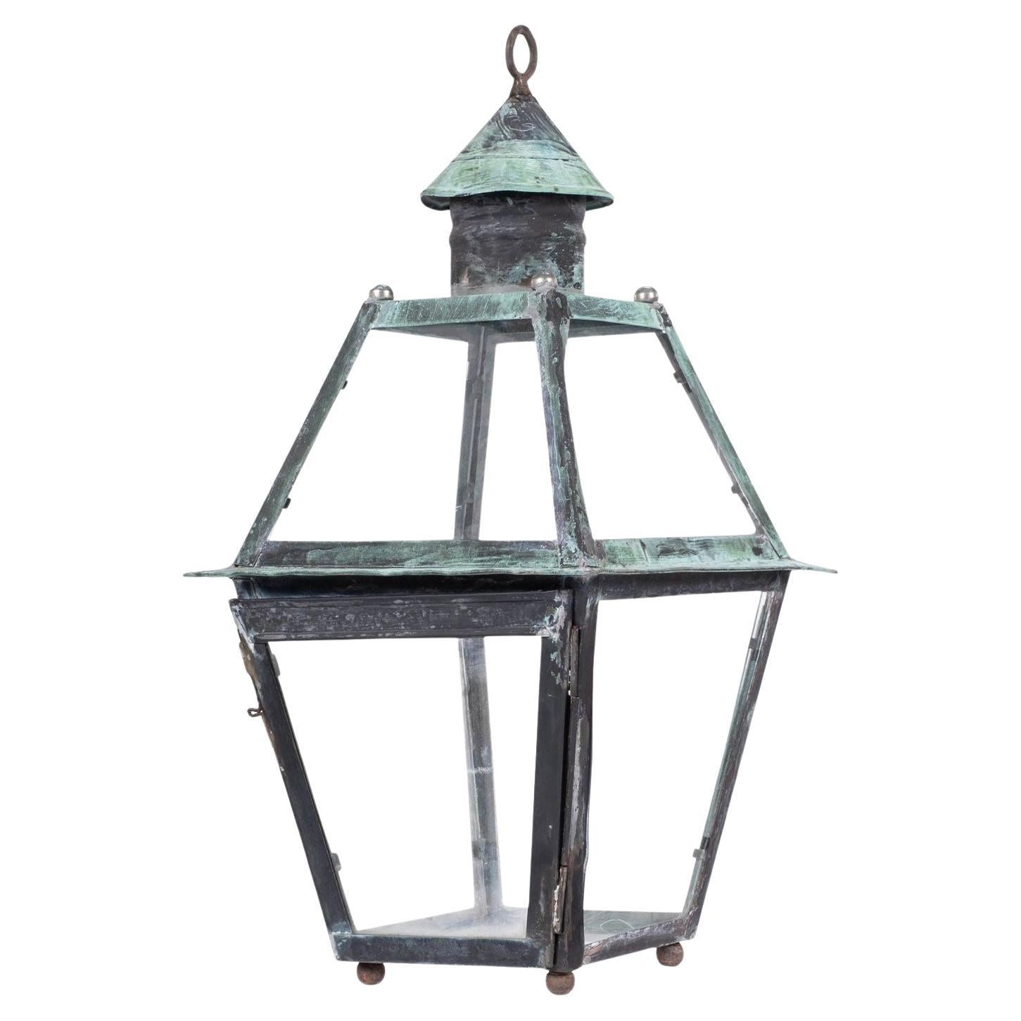 Lanterne en cuivre français vert verdâtre