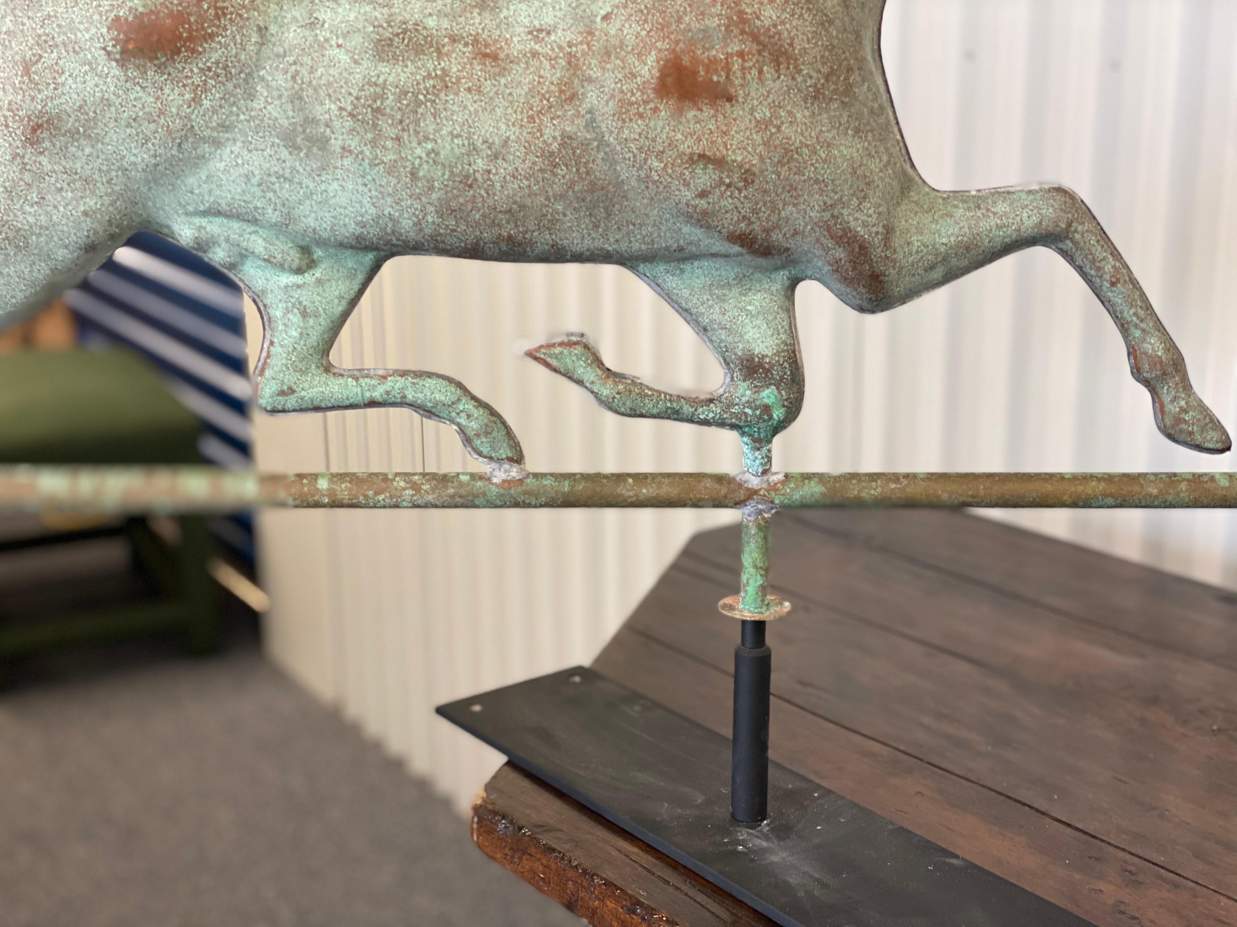 Green Verdigris Horse Weathervane on Stand, Attributed to Cushing Ethan Allen 2