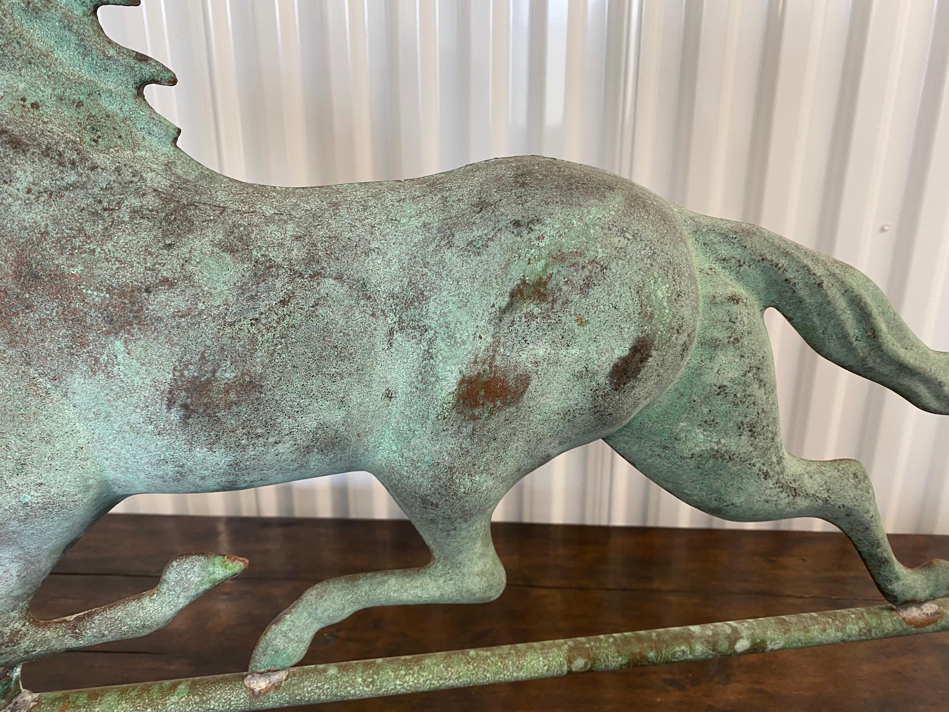 Green Verdigris Horse Weathervane on Stand, Attributed to Cushing Ethan Allen For Sale 4