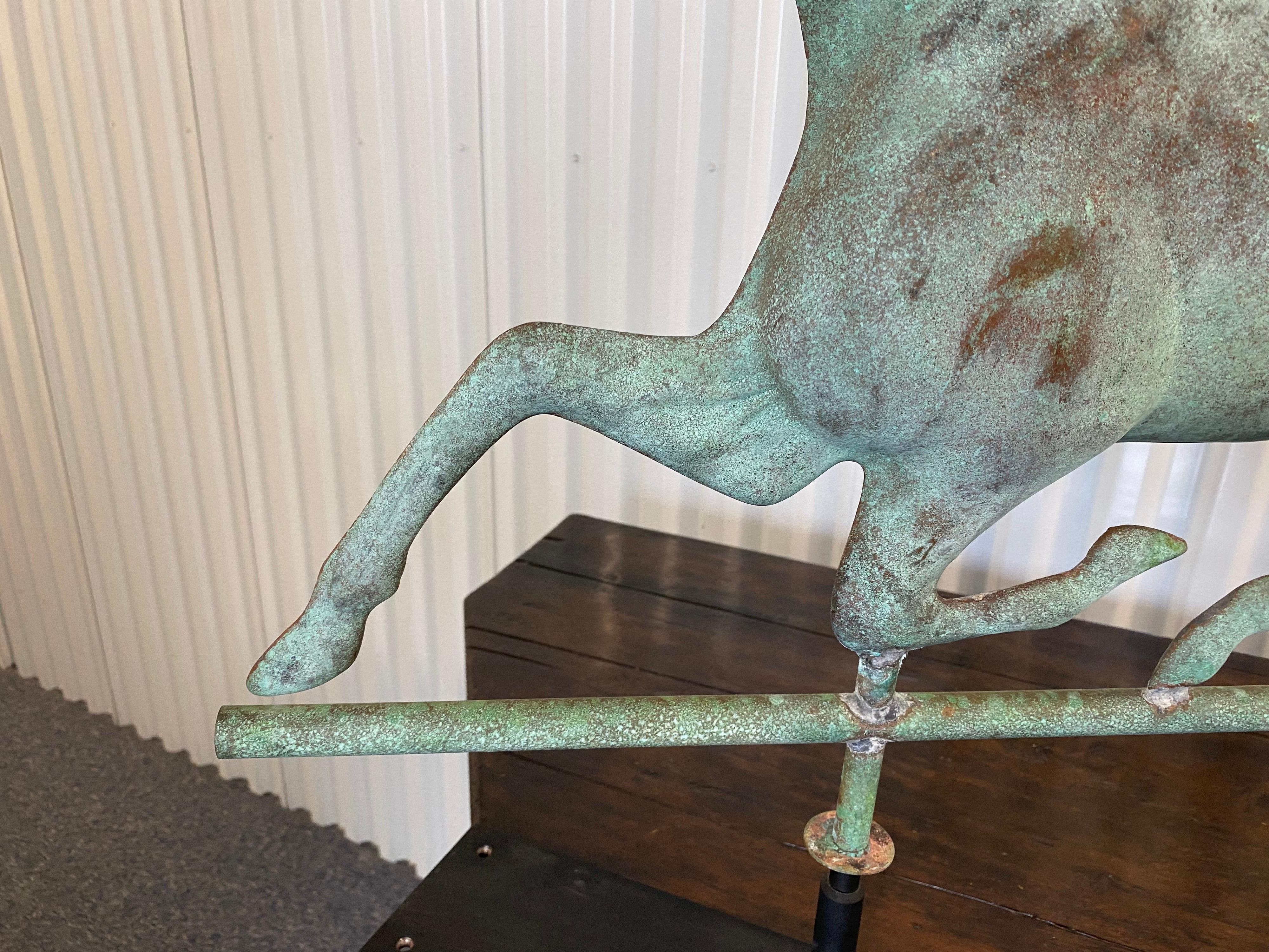 Green Verdigris Horse Weathervane on Stand, Attributed to Cushing Ethan Allen For Sale 6