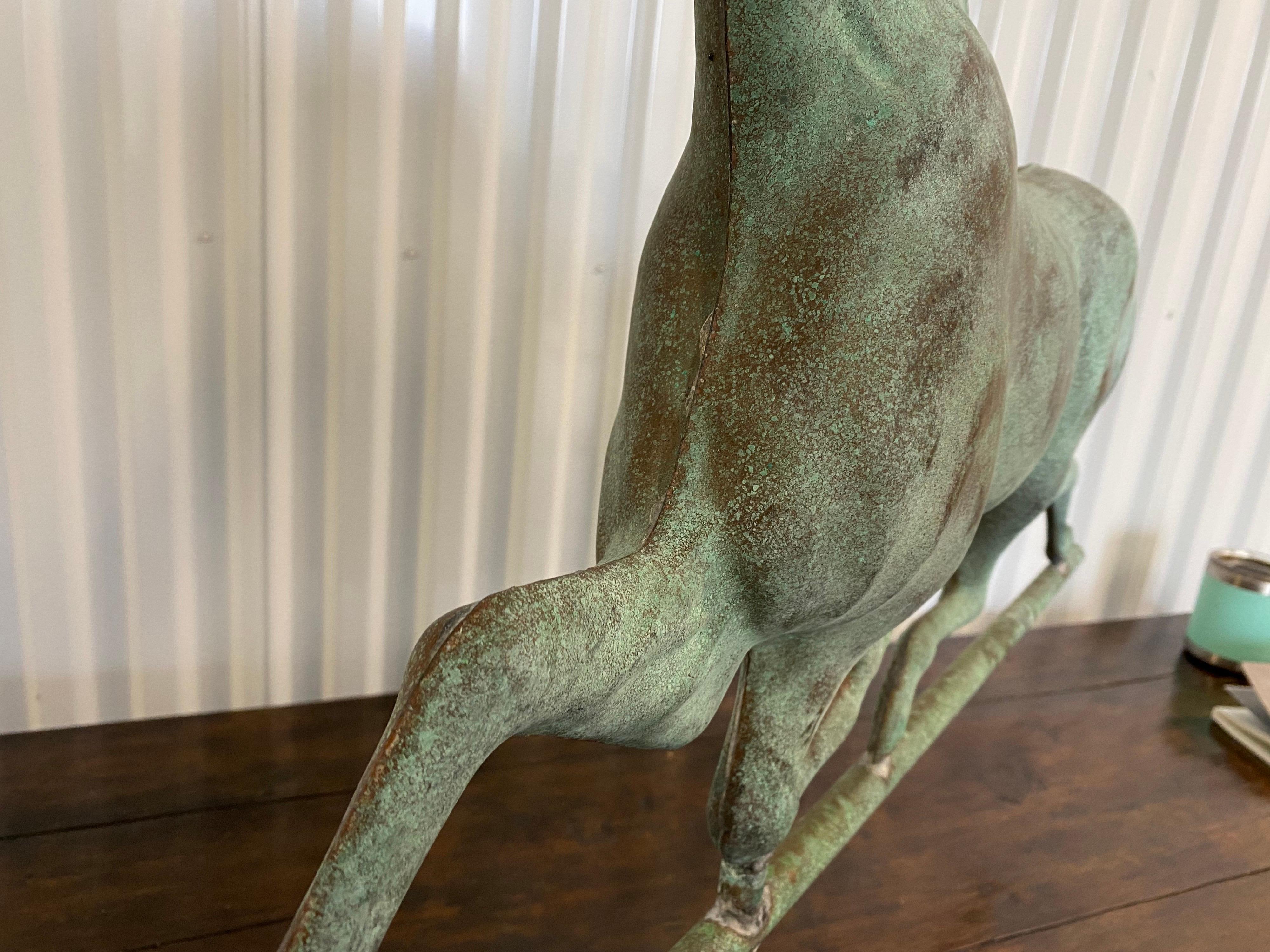 Green Verdigris Horse Weathervane on Stand, Attributed to Cushing Ethan Allen For Sale 7