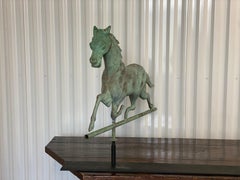 Green Verdigris Horse Weathervane on Stand, Attributed to Cushing Ethan Allen