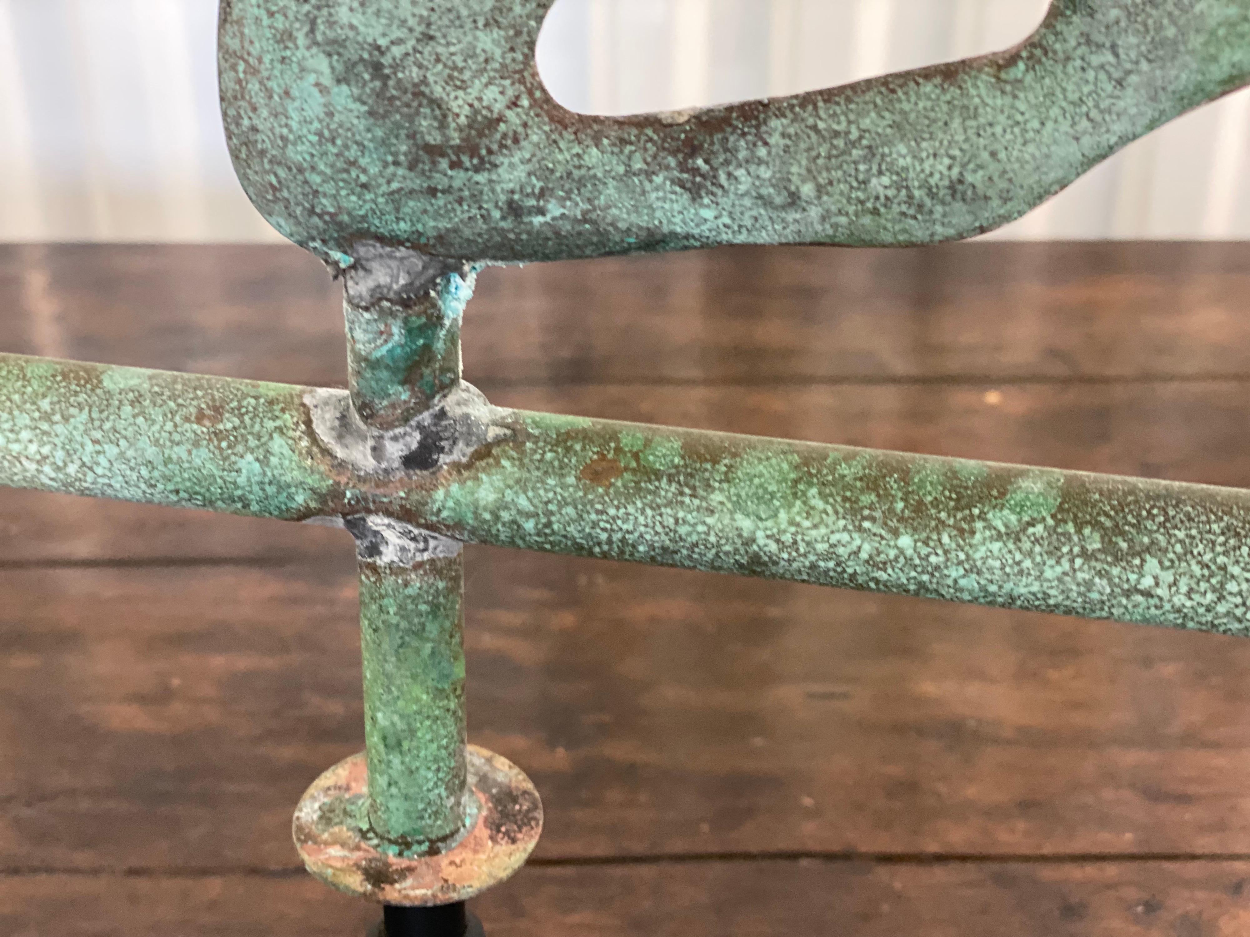 19th Century Green Verdigris Horse Weathervane on Stand, Attributed to Cushing Ethan Allen For Sale