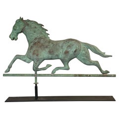 Used Green Verdigris Horse Weathervane on Stand, Attributed to Cushing Ethan Allen