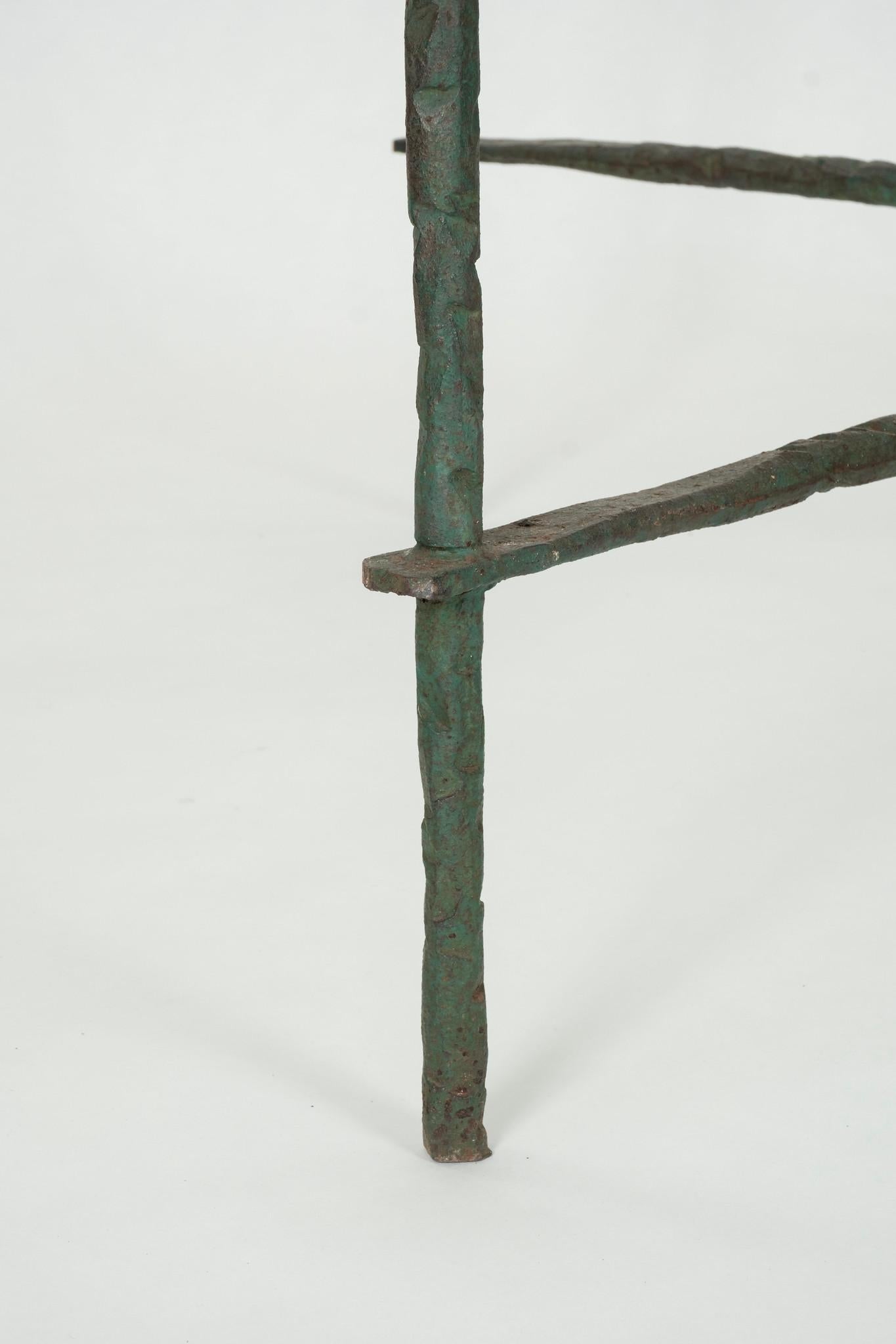 Green Verdigris Horse Wrought Iron Glass Dining Table Attr. Giacometti For Sale 1