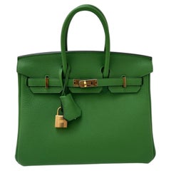 Green Vert Yucca Birkin 25 Bag with gold hardware