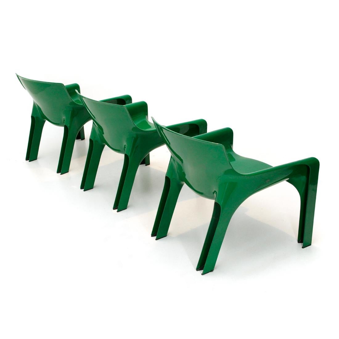 Green Vicario Armchairs by Vico Magistretti for Artemide, 1970s In Good Condition In Savona, IT