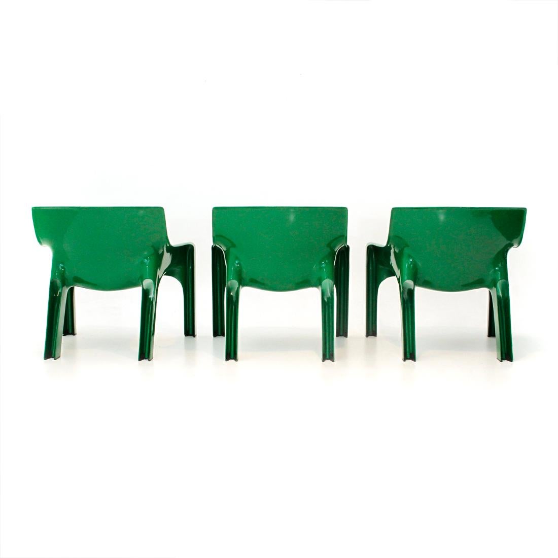 Late 20th Century Green Vicario Armchairs by Vico Magistretti for Artemide, 1970s