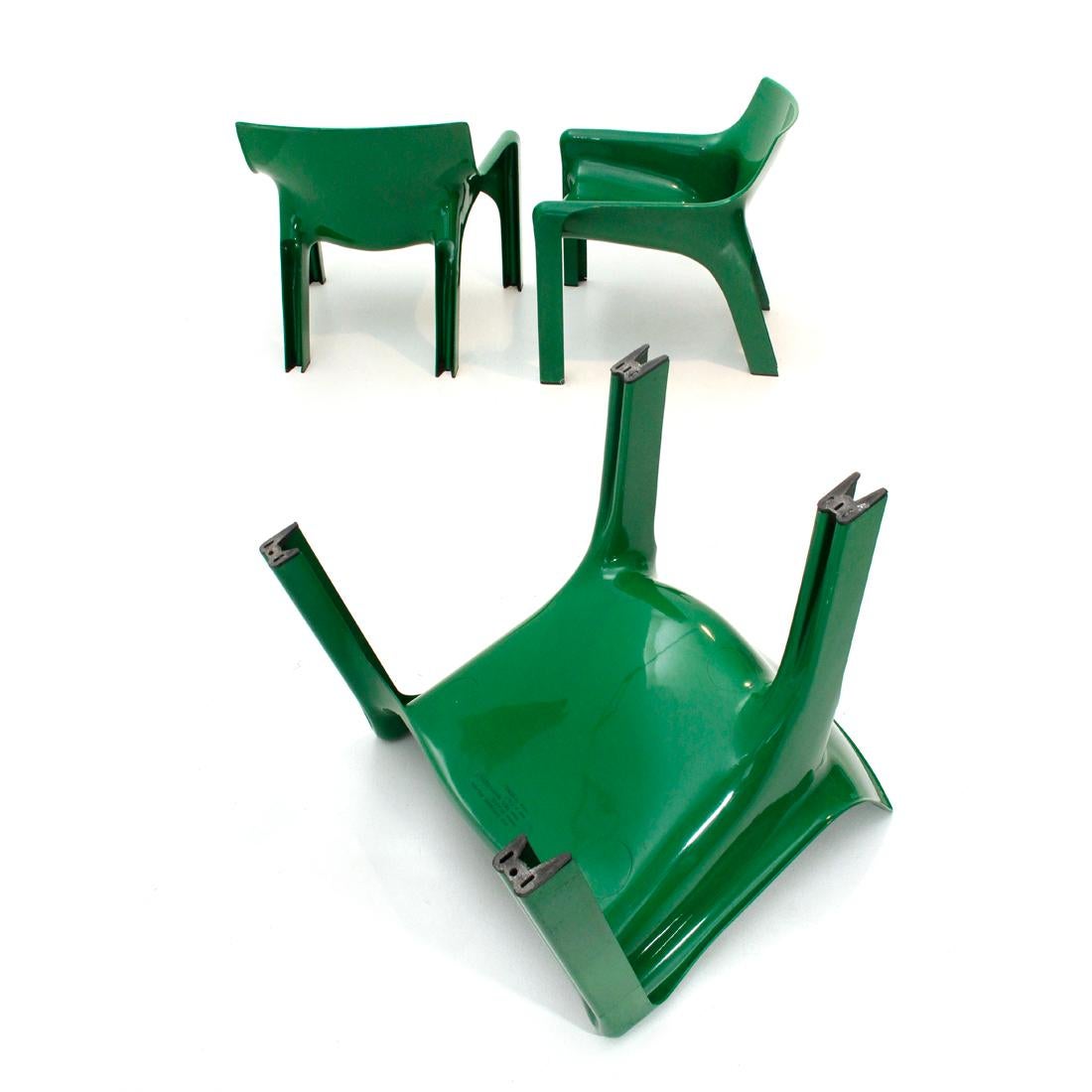 Plastic Green Vicario Armchairs by Vico Magistretti for Artemide, 1970s