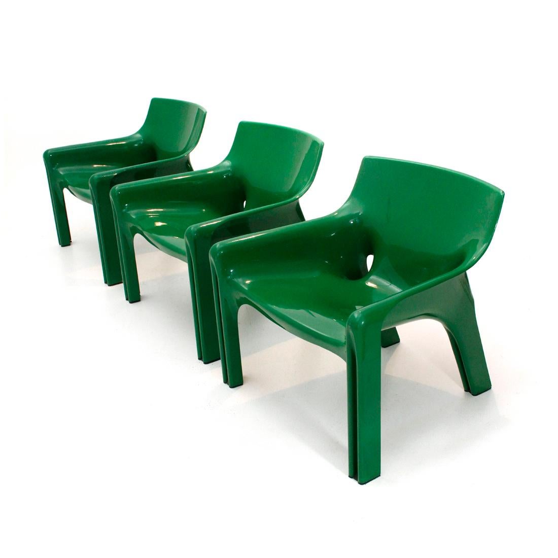 Green Vicario Armchairs by Vico Magistretti for Artemide, 1970s 1