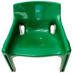 Green Vicario Armchairs by Vico Magistretti for Artemide, 1970s