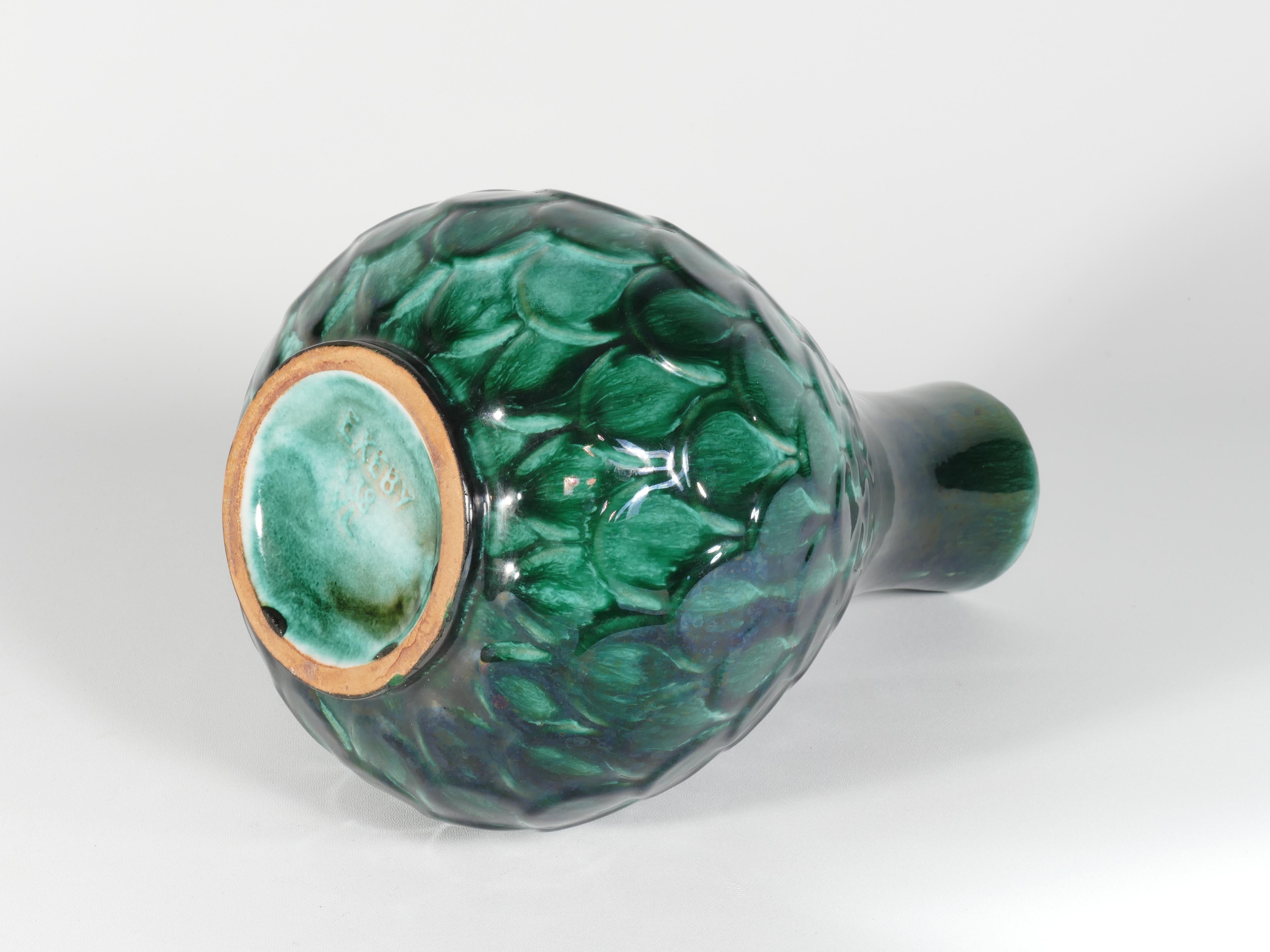 Green Vicke Lindstrand Ceramic Vase 