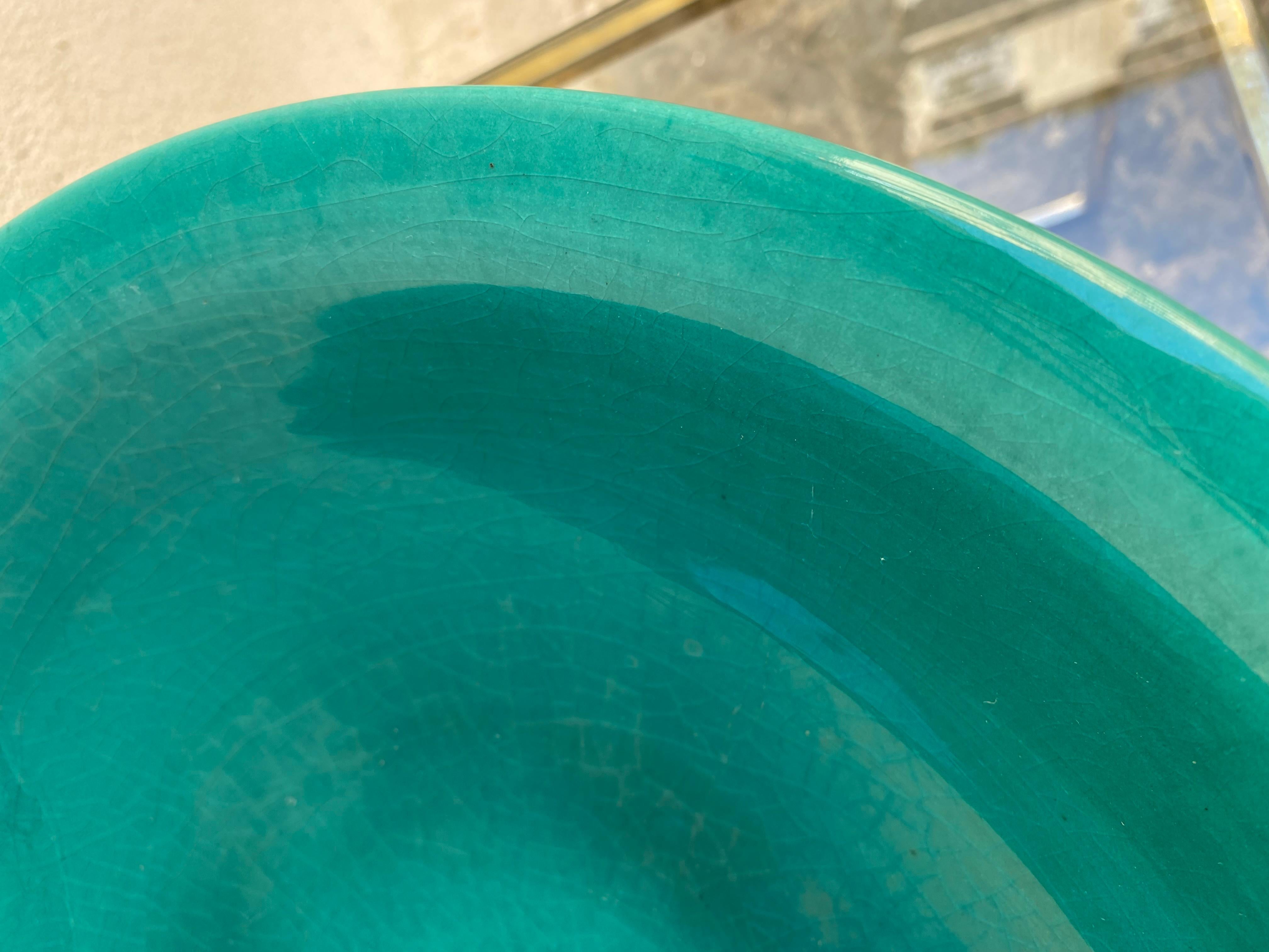 Green Vietri Ceramic Centerpiece or Fruit Bowl, Italy 1970s In Good Condition In Naples, IT
