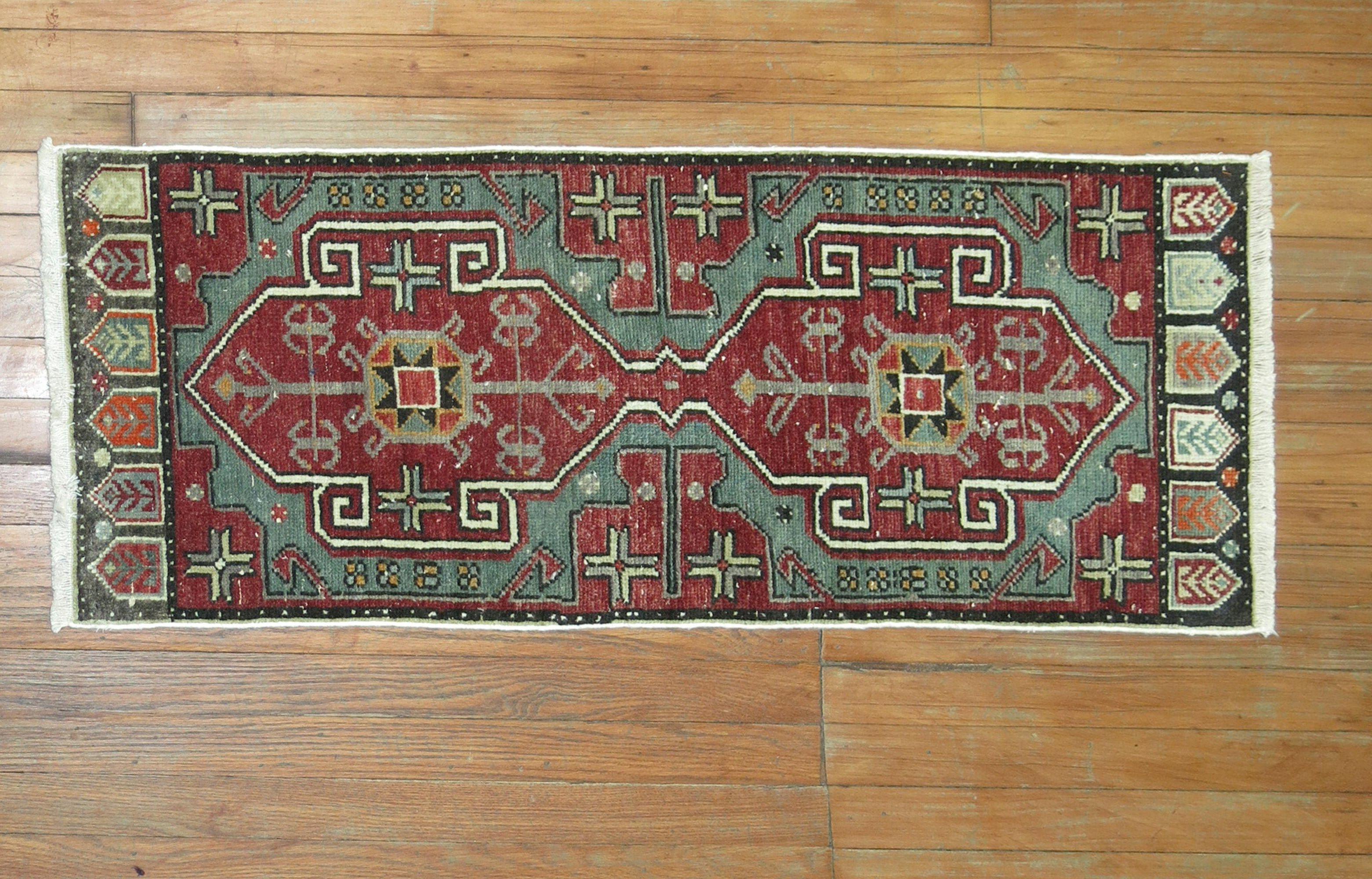 Asiatico Tappeto turco anatolico vintage verde in vendita