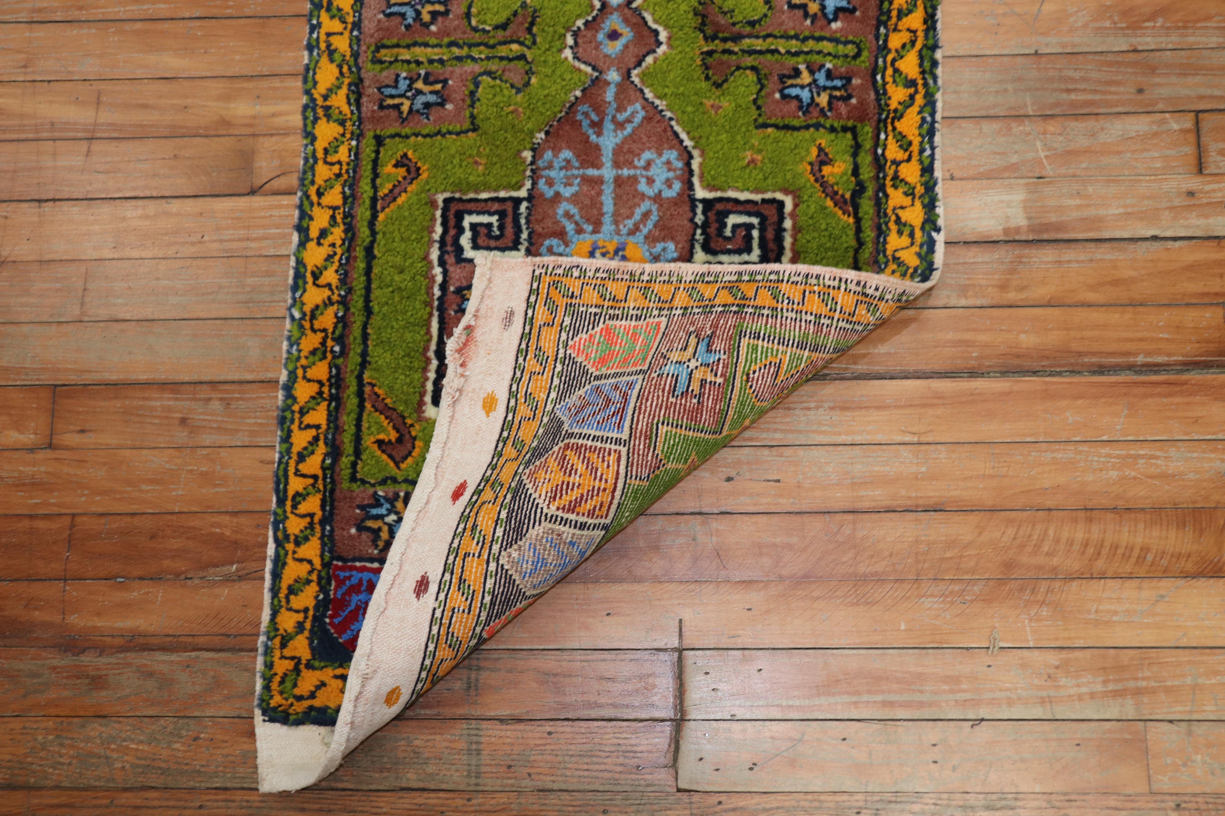 Hand-Knotted Green Vintage Anatolian Turkish Rug For Sale