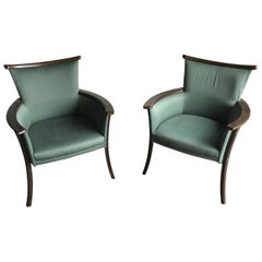 Green Vintage Armchairs, 1960s, Pair