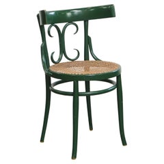 Green Vintage Bistro Chair with Woven Reed Seat