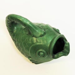 Green Vintage Ceramic Fish Pot by Michael Andersen 1970s, Denmark