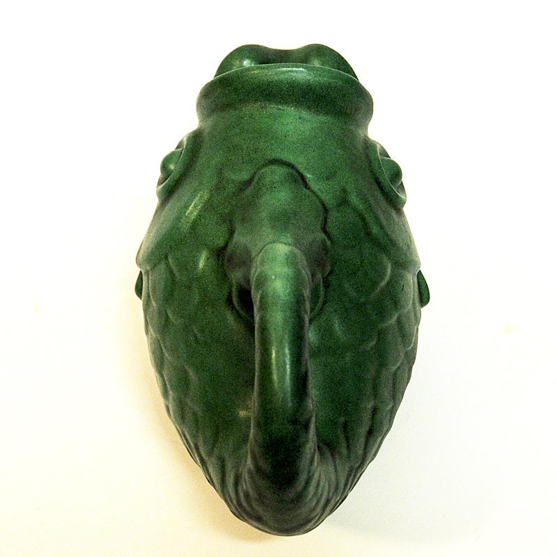 Scandinavian Modern Green Vintage Ceramic Fish Pot by Michael Andersen 1970s, Denmark